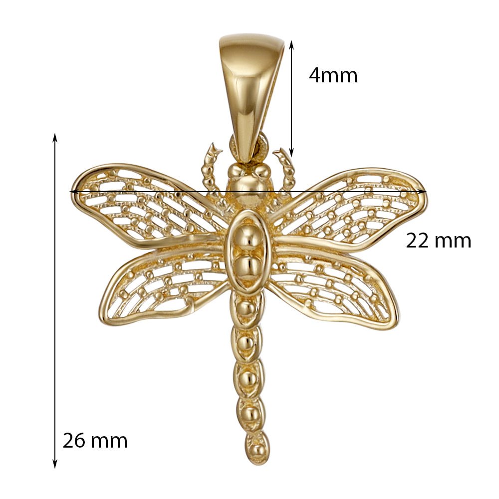 9ct Solid Yellow Gold Drangonfly Pendants PD60-9-46-6