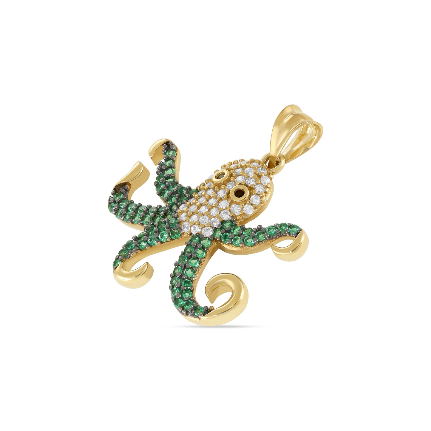 9ct Yellow Gold Cubic Zirconia Octopus Pendant