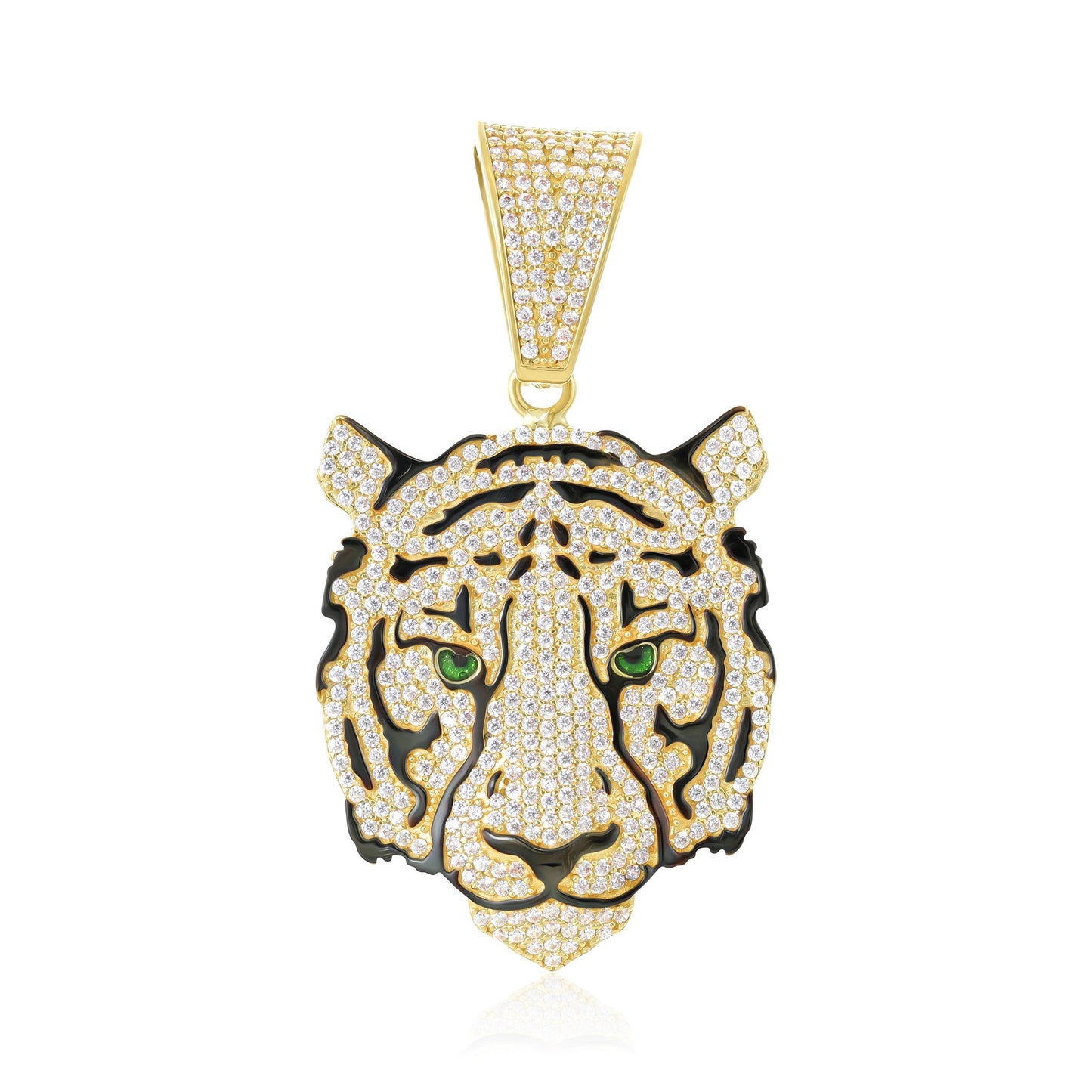 9ct Gold Cubic Zirconia Tiger Head Pendant