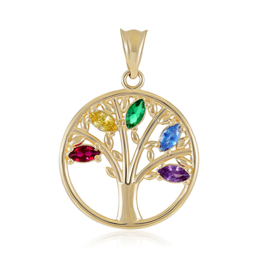 9ct Yellow Gold Cubic Zirconia Tree Of Life Pendant