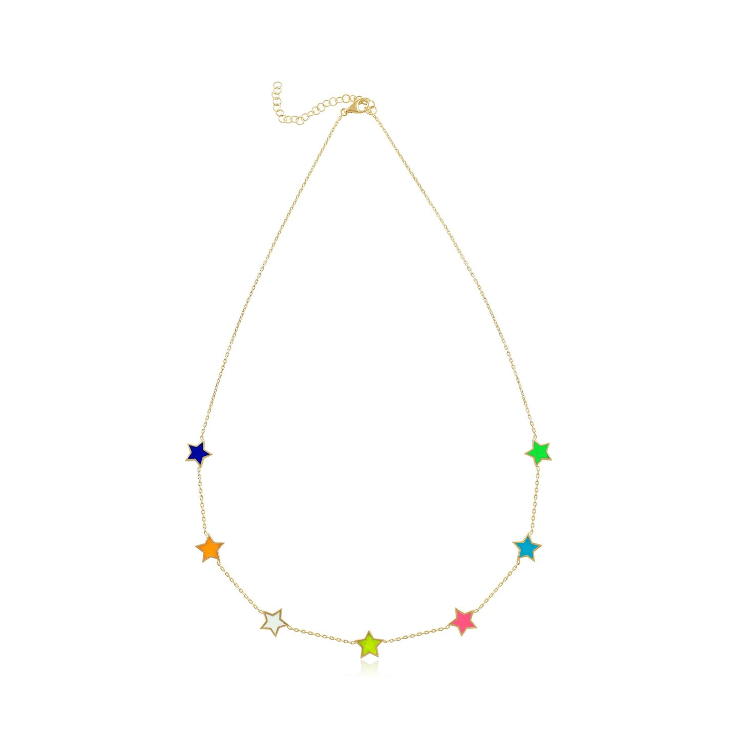 925 sterling silver mutlicolor star necklace PNK8001-M