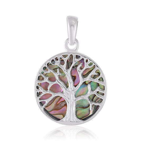 Sterling Silver Abalone Shell Tree Of Life Pendant SPD4044