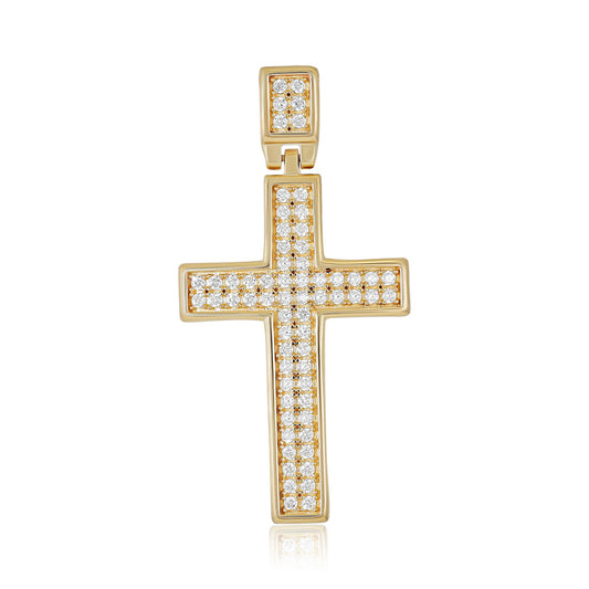 9ct Yellow Gold Cubic Zirconia Cross Pendant