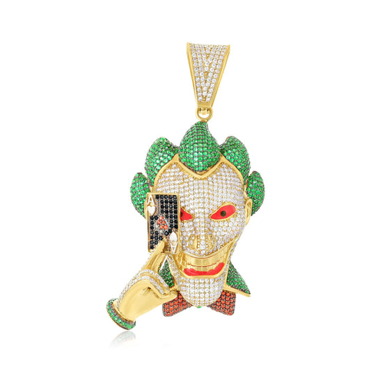 9ct Yellow Gold Evil Clown Pendant with Cubic Zirconia PD7013