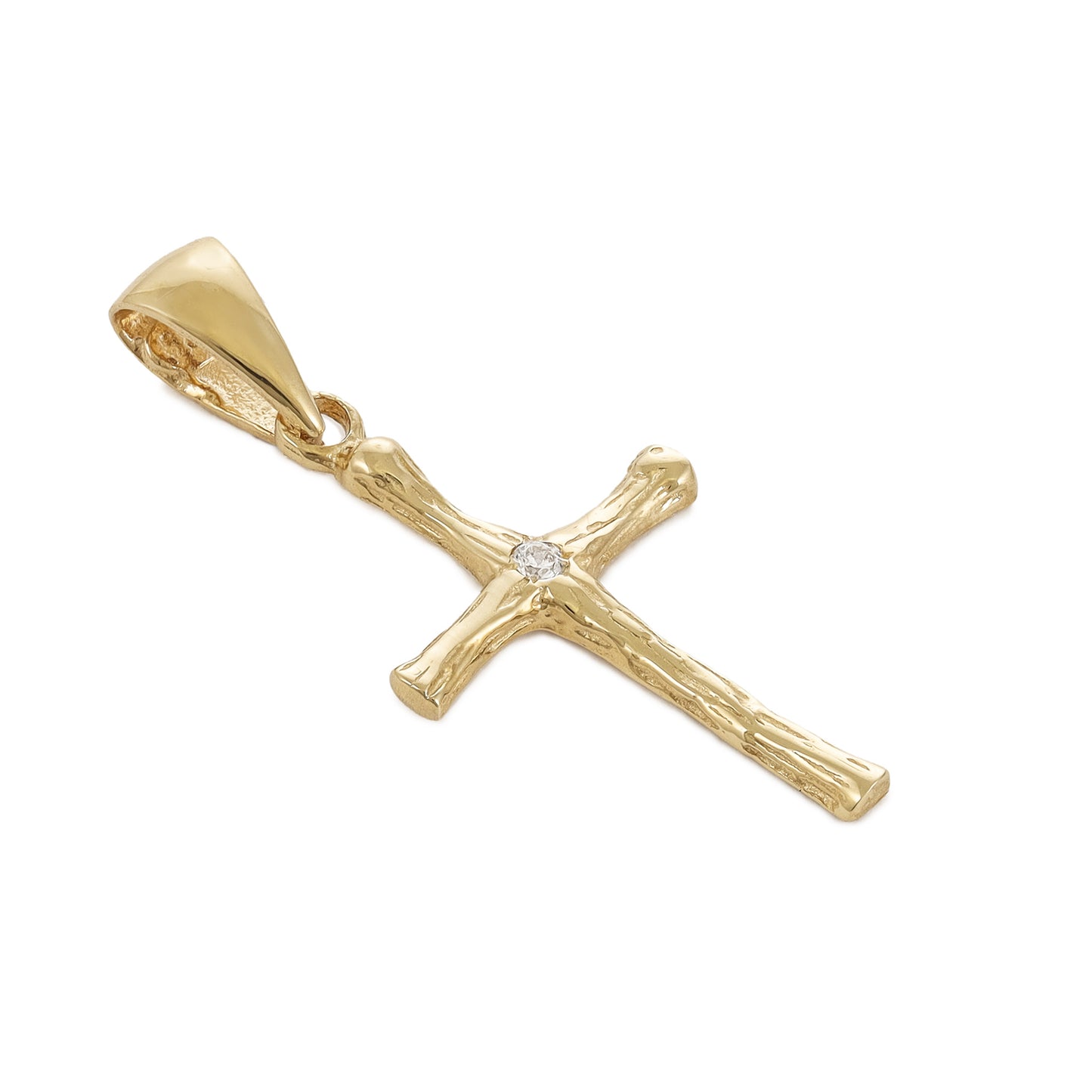 14ct Yellow Gold Cubic Zirconia Detail Cross