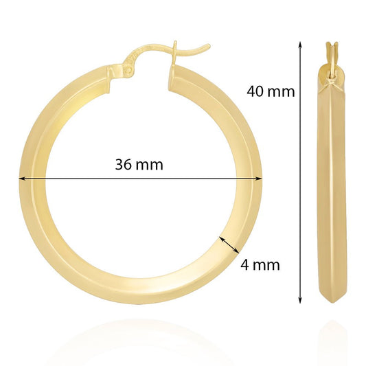 9ct Solid Yellow Gold Plain Hoop Earrings ERV0097M