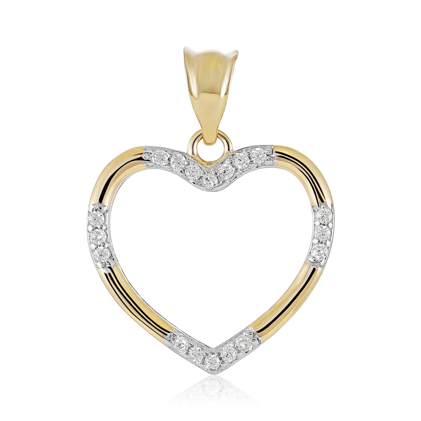 9ct Yellow Gold Cubic Zirconia Detail Heart Pendant