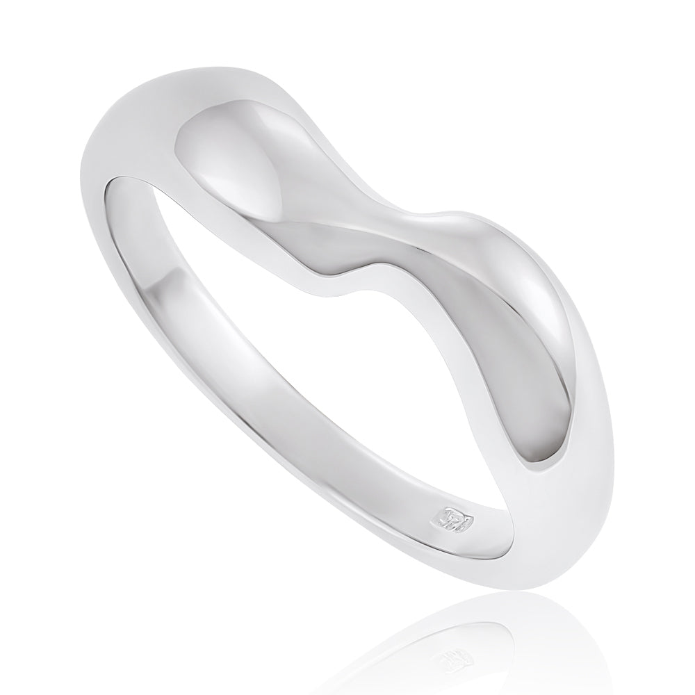 Sterling Silver Rhodium Plated Single Twist Ring SRN1001