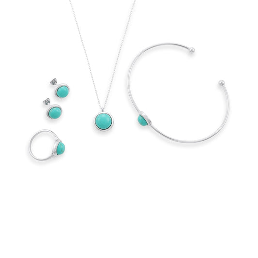 Silver rhodium plated necklace with rec turquoise stone SNK6001.TQ