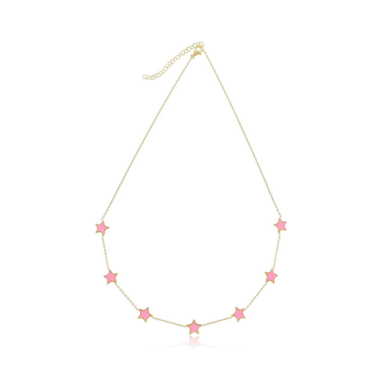 925 sterling silver pink star necklace PNK8001-P