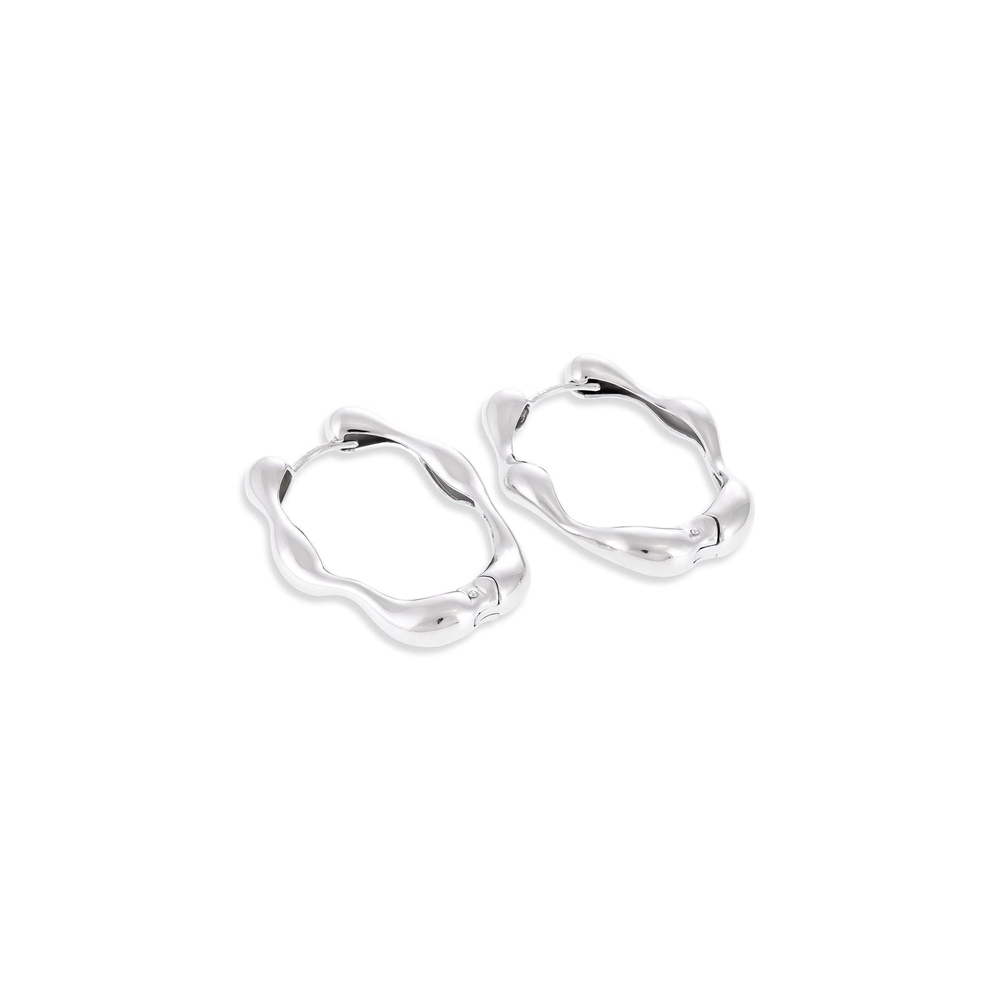 925 Silver Rhodium Plated Hoop Earrings SER3011