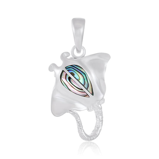 Sterling Silver Manta Ray Abalone Shell Manta Ray Pendant SPD4030