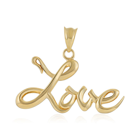 9ct Yellow Gold Love Word Pendant