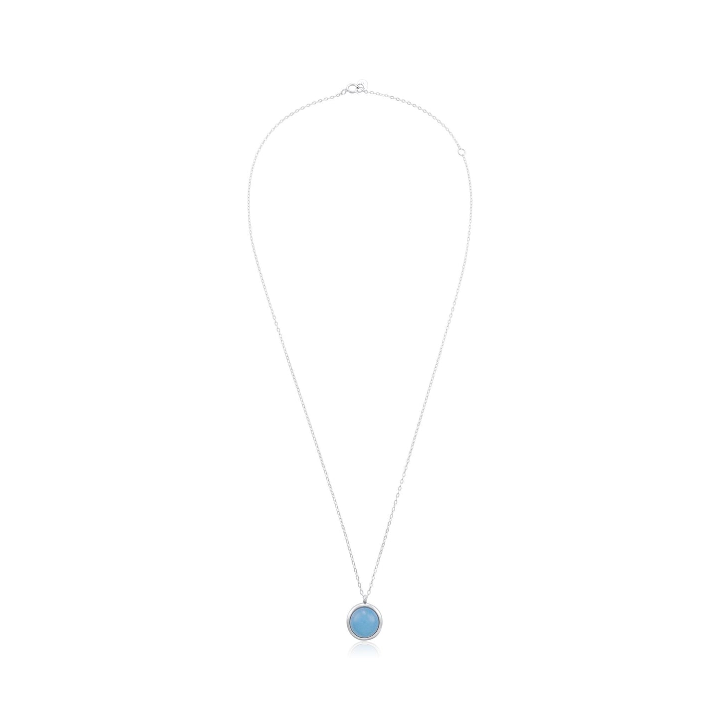 Silver rhodium plated necklace with blue quartz stone SNK6001.BQ