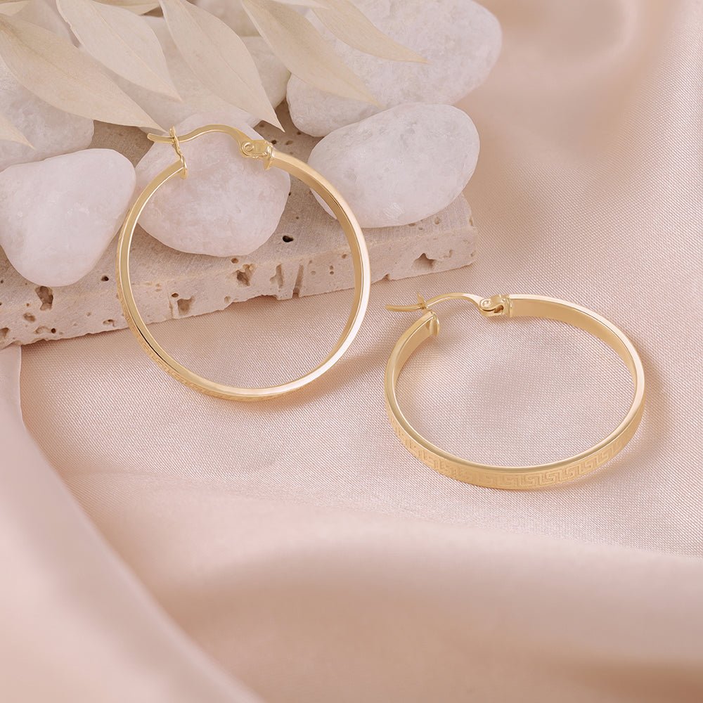 9ct Solid Yellow Gold Twisted Hoop Earrings ERV0251M