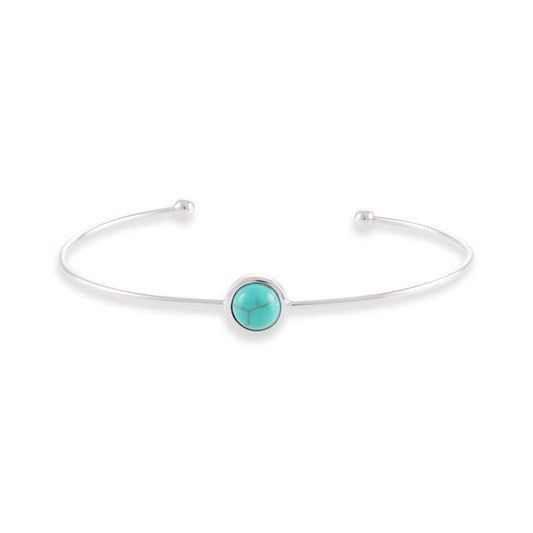 Silver rhodium plated bangle with rec turquoise stone SBN6001.TQ