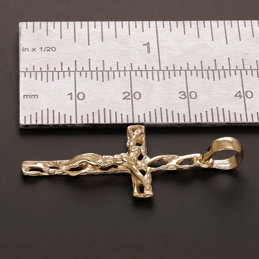 9ct Solid Gold Ornamental Crucifix Cross Pendant - 39mm PD60058-9Y