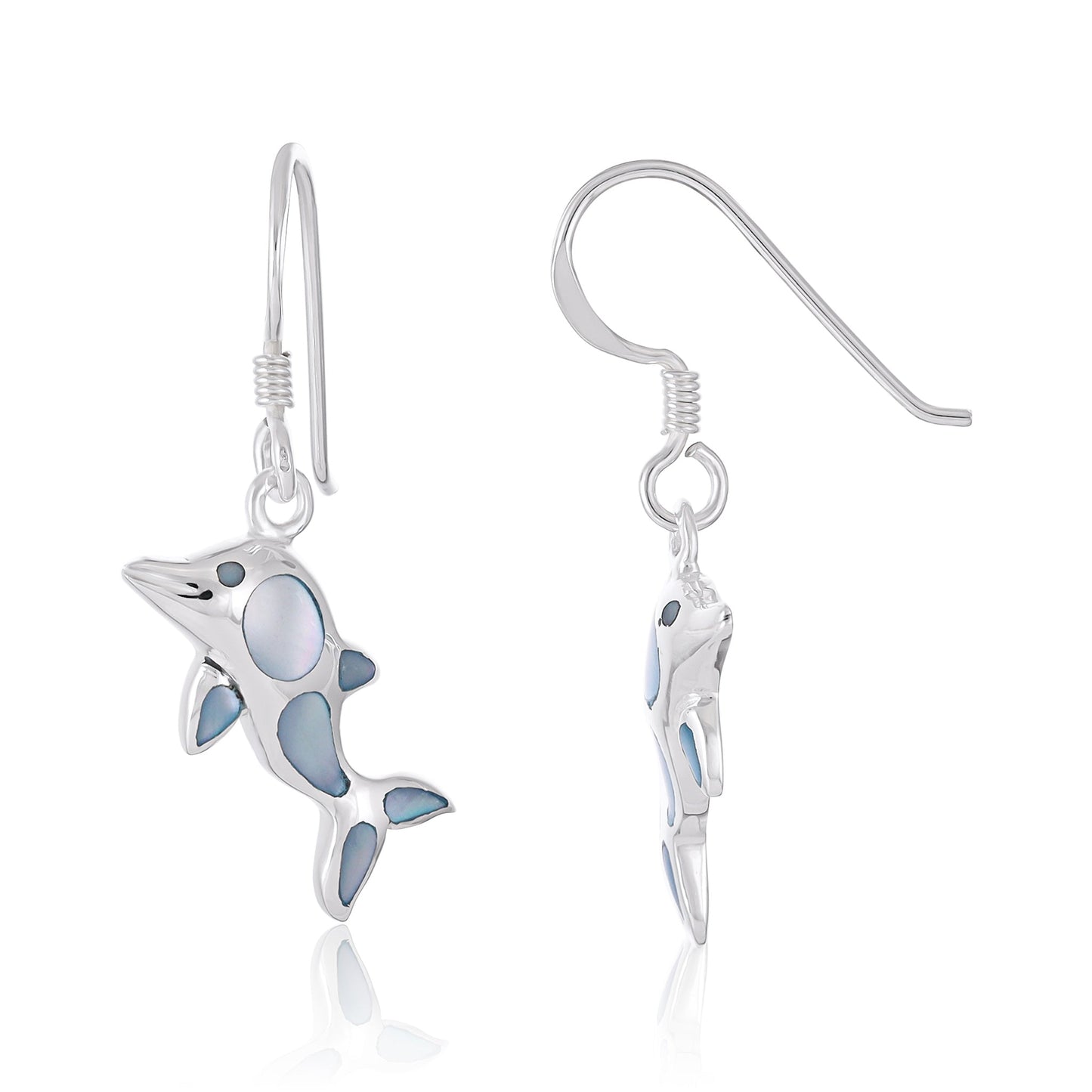 Sterling Silver Mother Of Pearl Shell Dolphin Earring SER4030