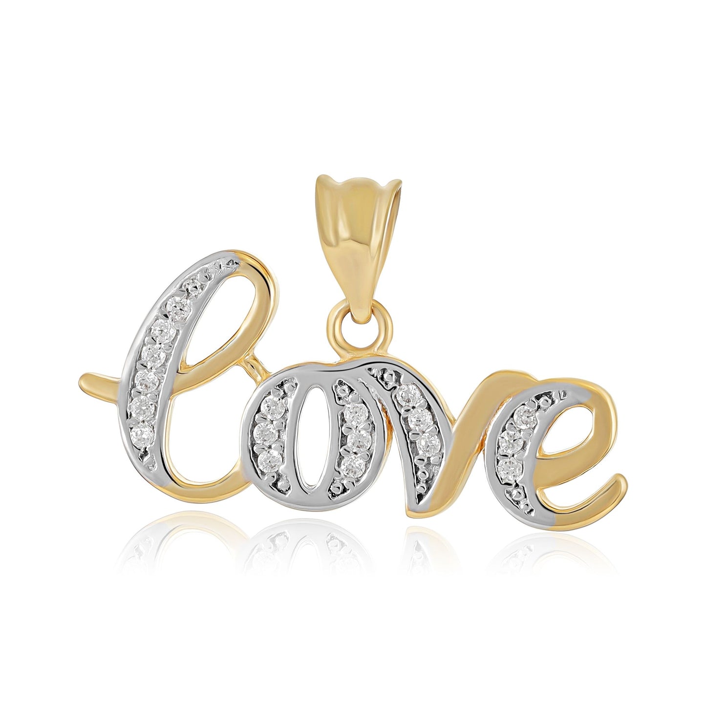 9ct Yellow Gold Cubic Zirconia Love Pendant