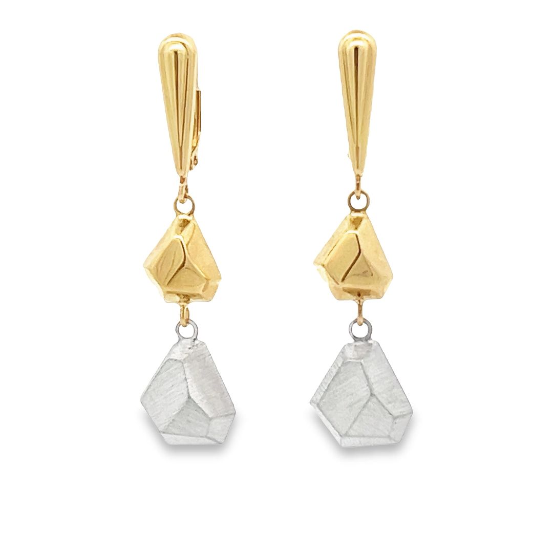 14ct Gold Mixed Metal Drop Earrings