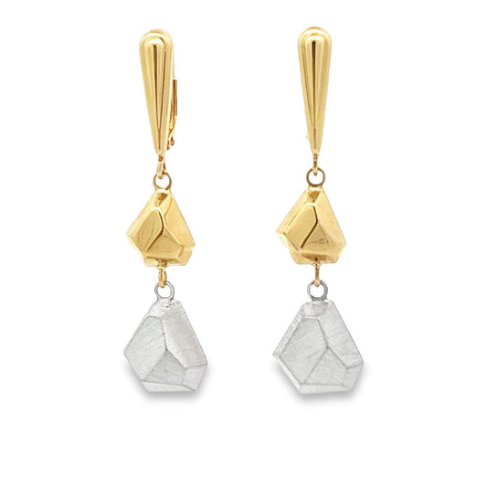 14ct Gold Mixed Metal Drop Earrings