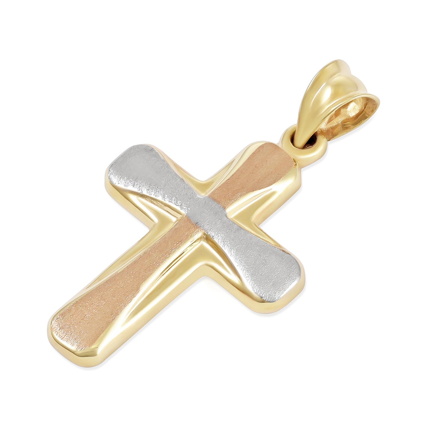 9ct Yellow Gold Tri Colour Cross Pendant