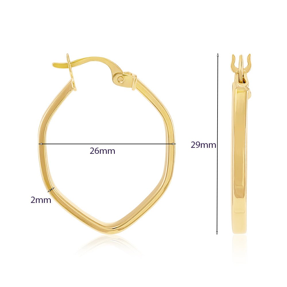 9ct Solid Yellow Gold Plain Hoop Earrings ERV0535S