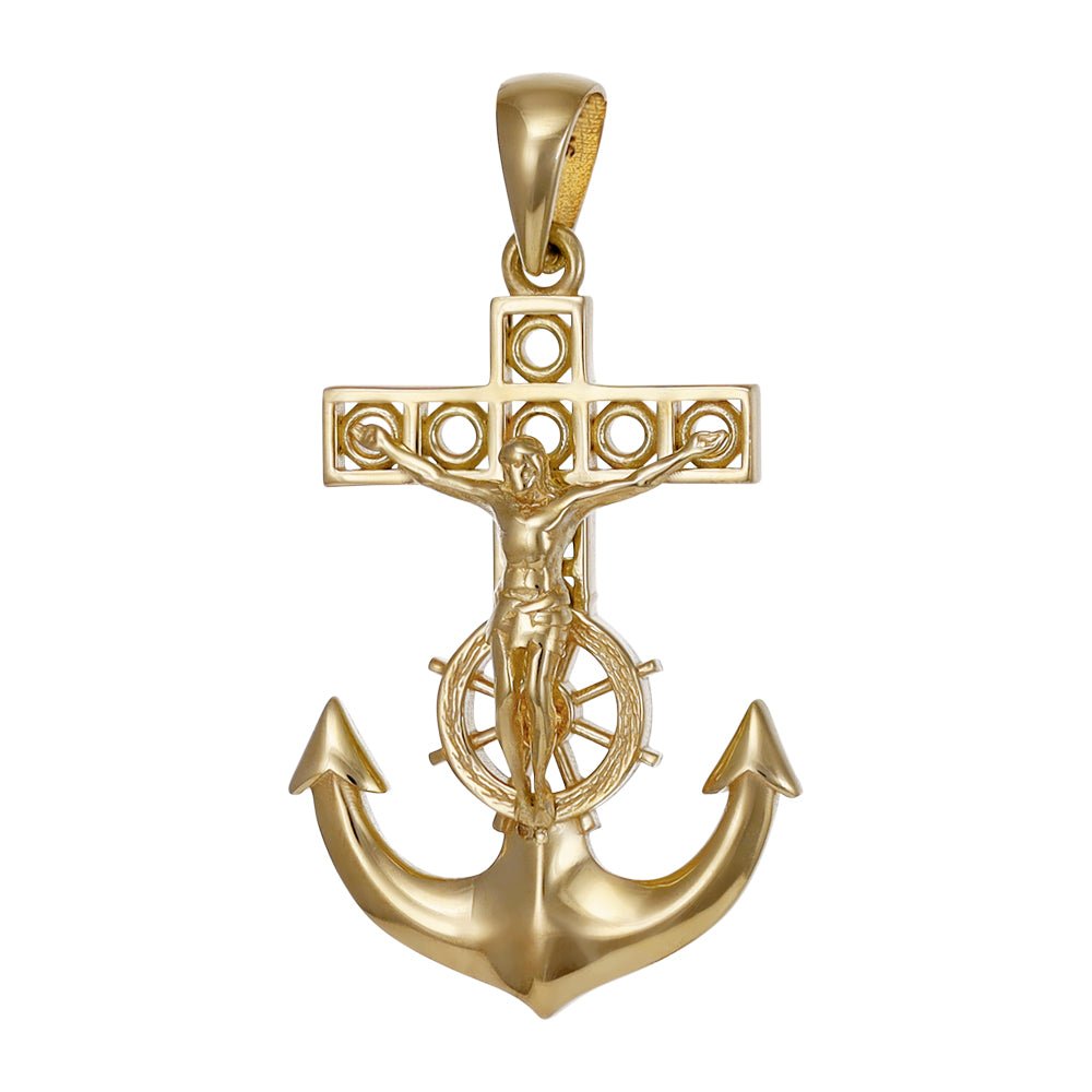 9ct Yellow Gold Drop Anchor Pendant