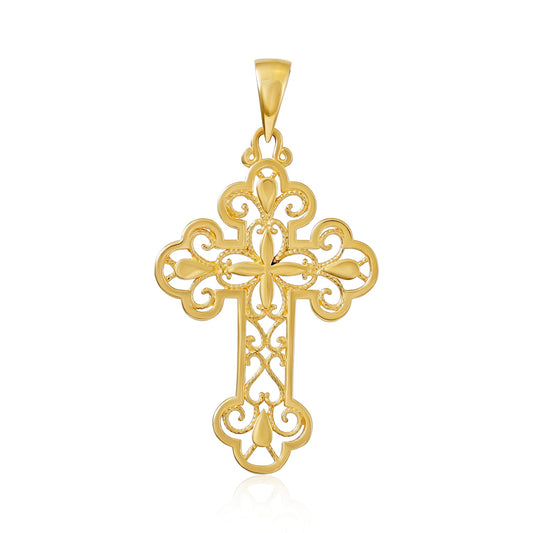 9ct Gold Traditional Patterned Cross Pendant