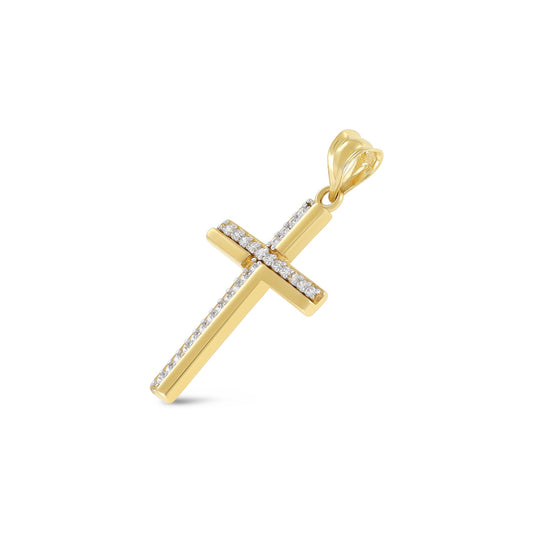 9ct Yellow Gold Cubic Zirconia Cross Pendant