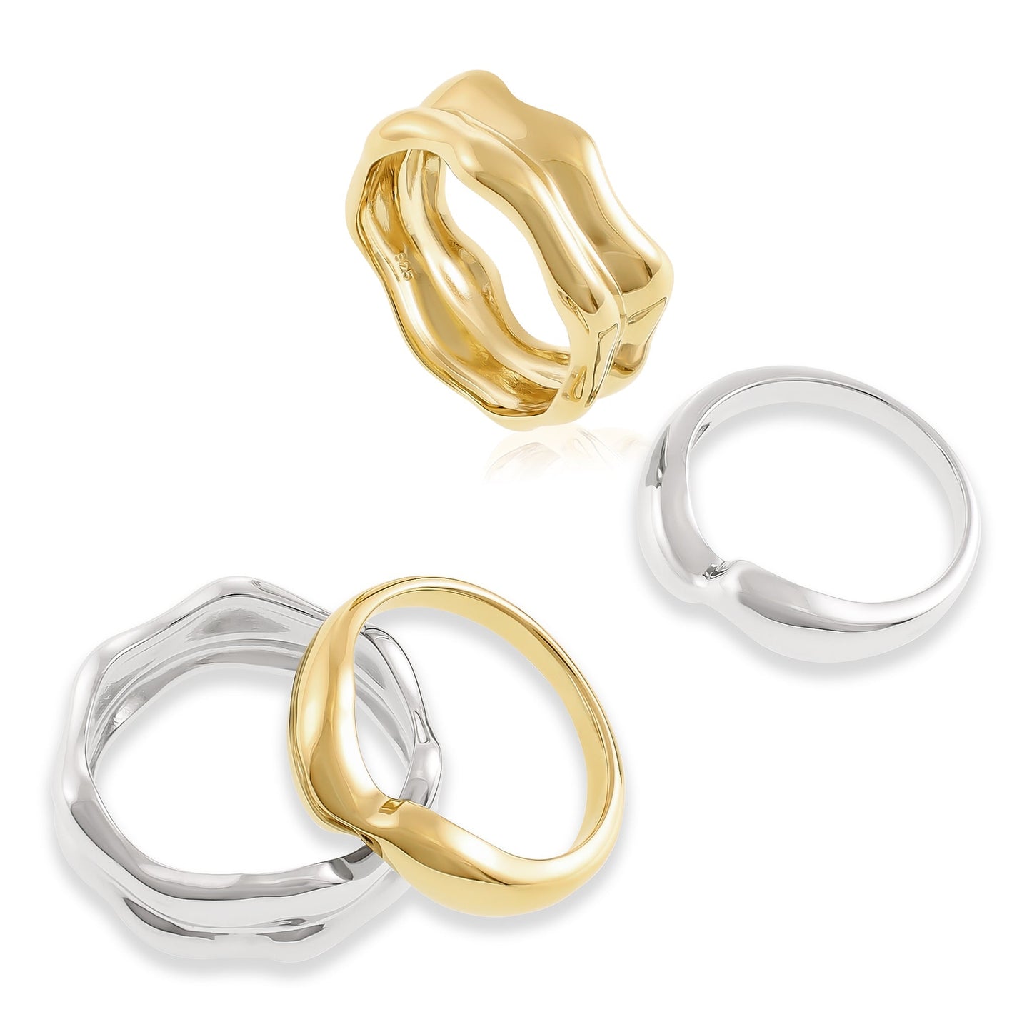 14ct Solid 1 Micron Gold Plated 925 Sterling Silver Double Twist Ring