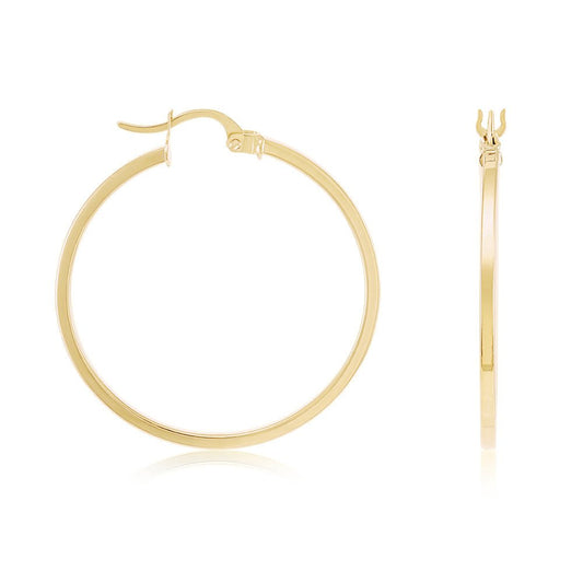 9ct Yellow Gold Plain Hoop Earrings