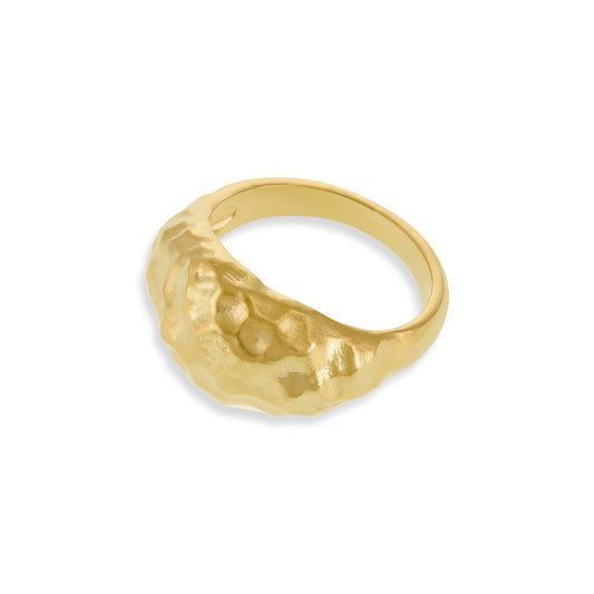 18ct Solid 1 Micron Gold Plated Sterling Silver Large 'nugget' Ring PRN3006