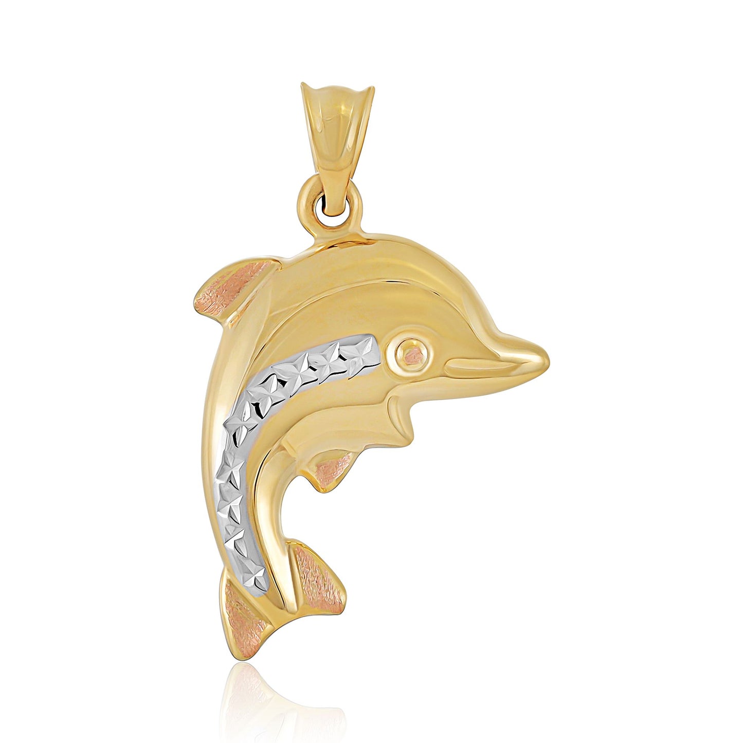 9ct Yellow and White Gold Dolphin Pendant