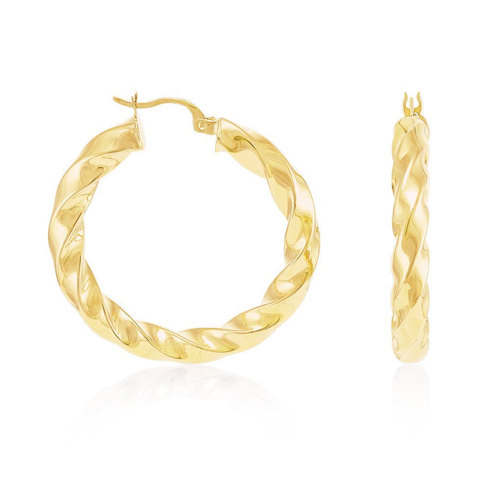 9ct Yellow Gold Twisted Hoop Earrings