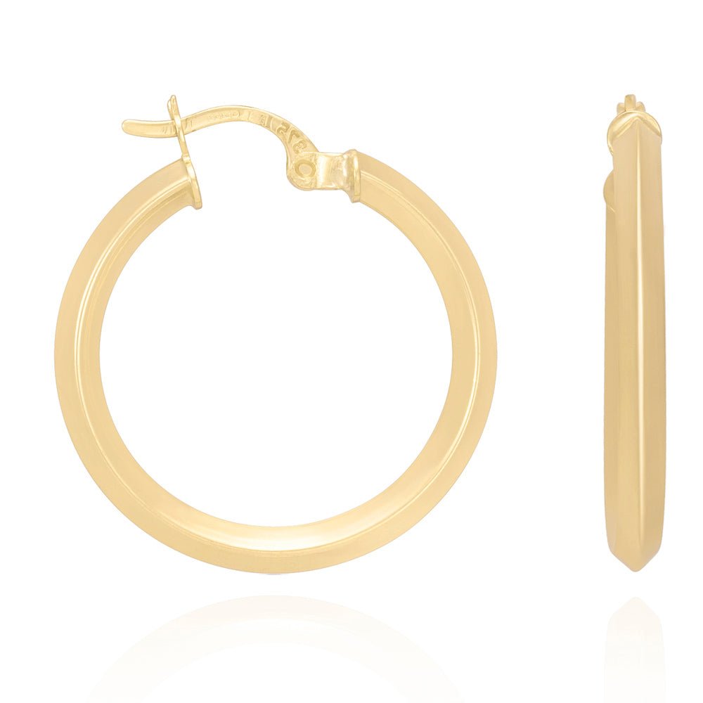 9ct Solid Yellow Gold Plain Hoop Earrings ERV0087S