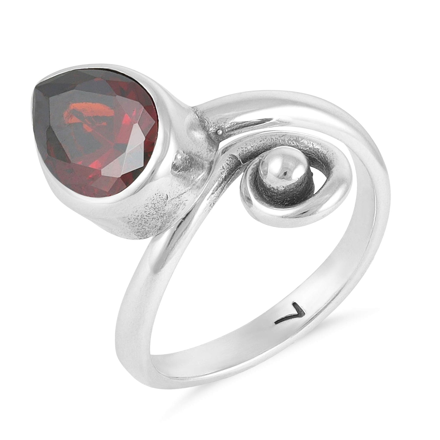 Sterling Silver Unique Design Red Gemstone Ring