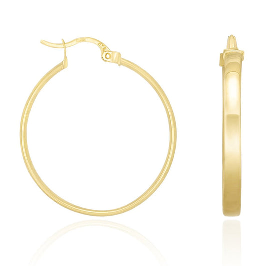 9ct Solid Yellow Gold Plain Hoop Earrings ERV0112M