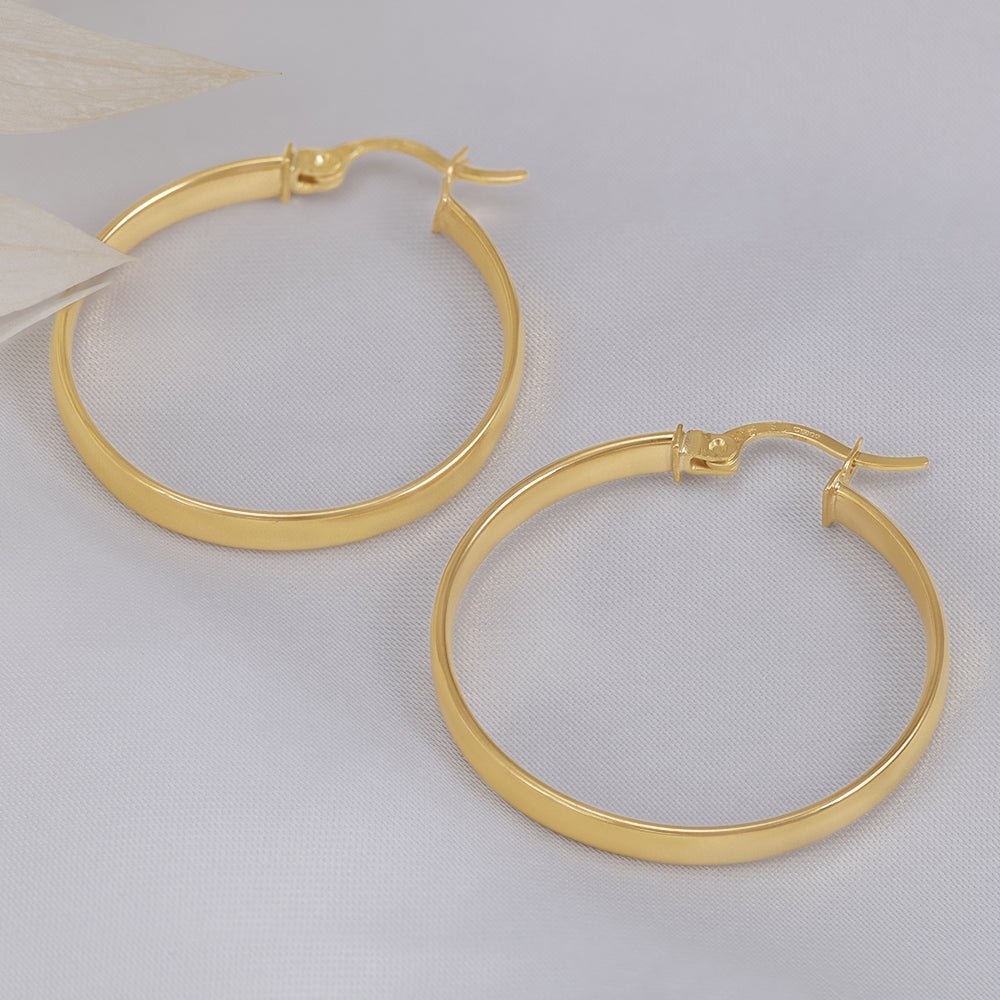 9ct Solid Yellow Gold Plain Hoop Earrings ERV0112M