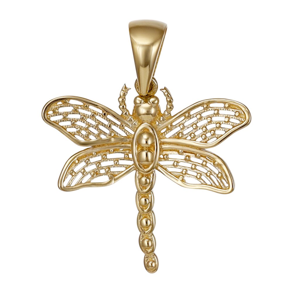 9ct Solid Yellow Gold Drangonfly Pendants PD60-9-46-6