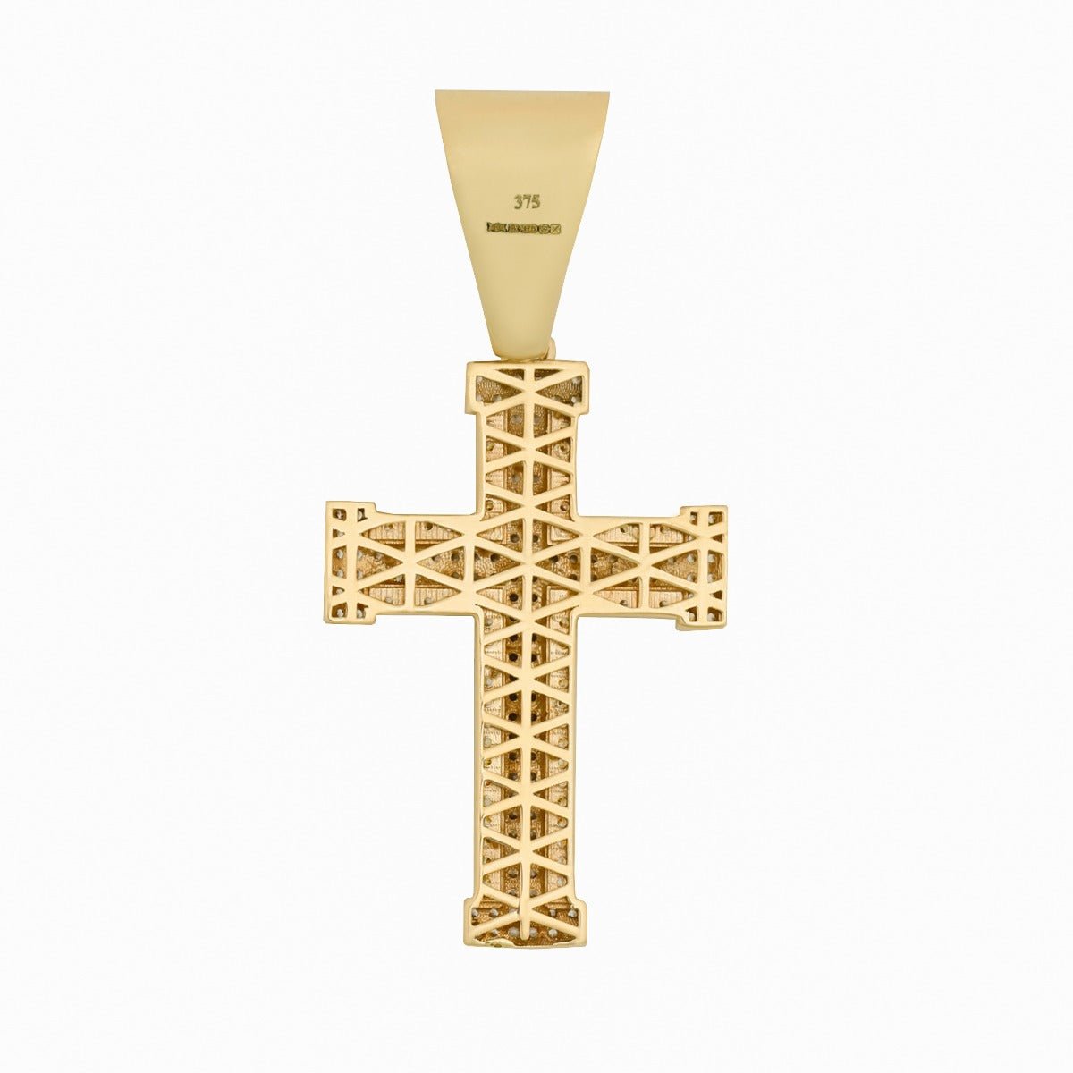 9ct Yellow Gold Layered Cross Pendant with Cubic Zirconia 40mm HPP0147