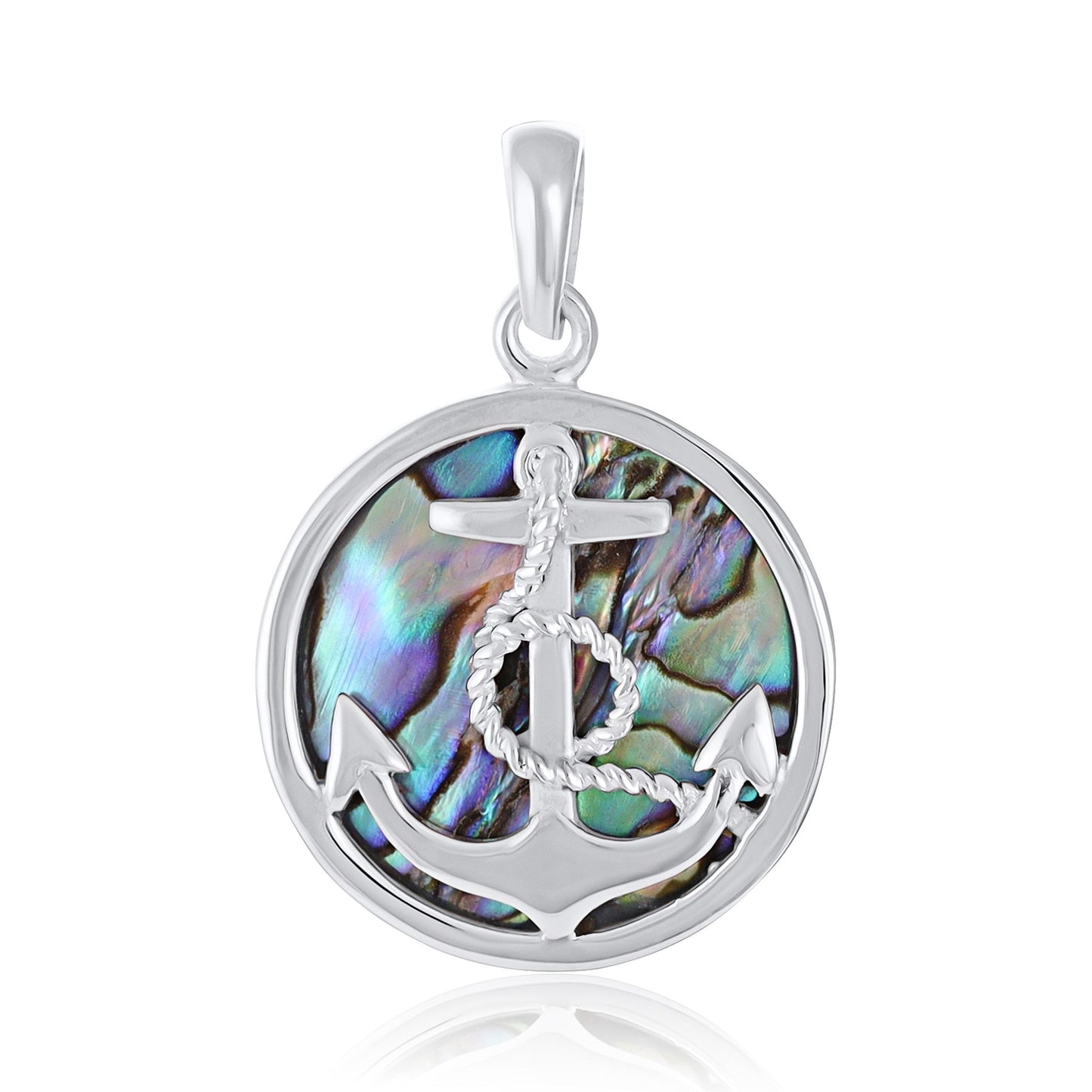 Sterling Silver Abalone Shell Anchor Pendant SPD4032