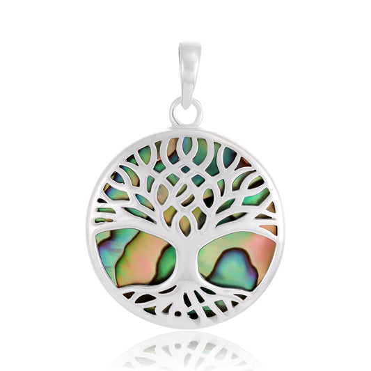 Sterling Silver Abalone Shell Tree Of Life Pendant SPD4001