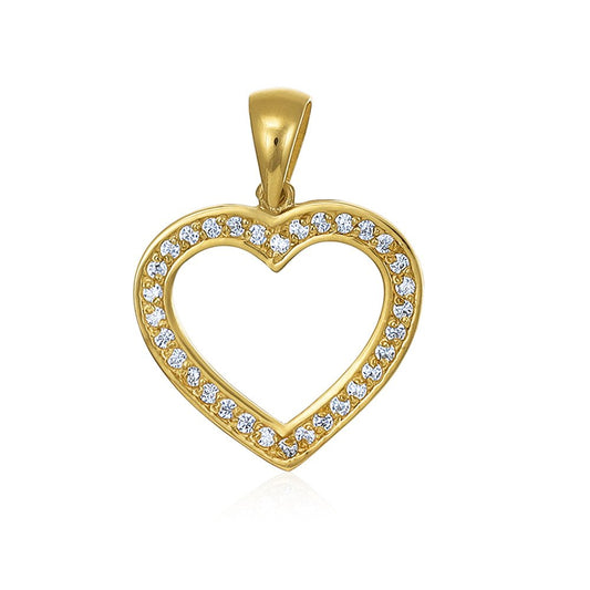 9ct Yellow Gold Cubic Zirconia Heart Pendant