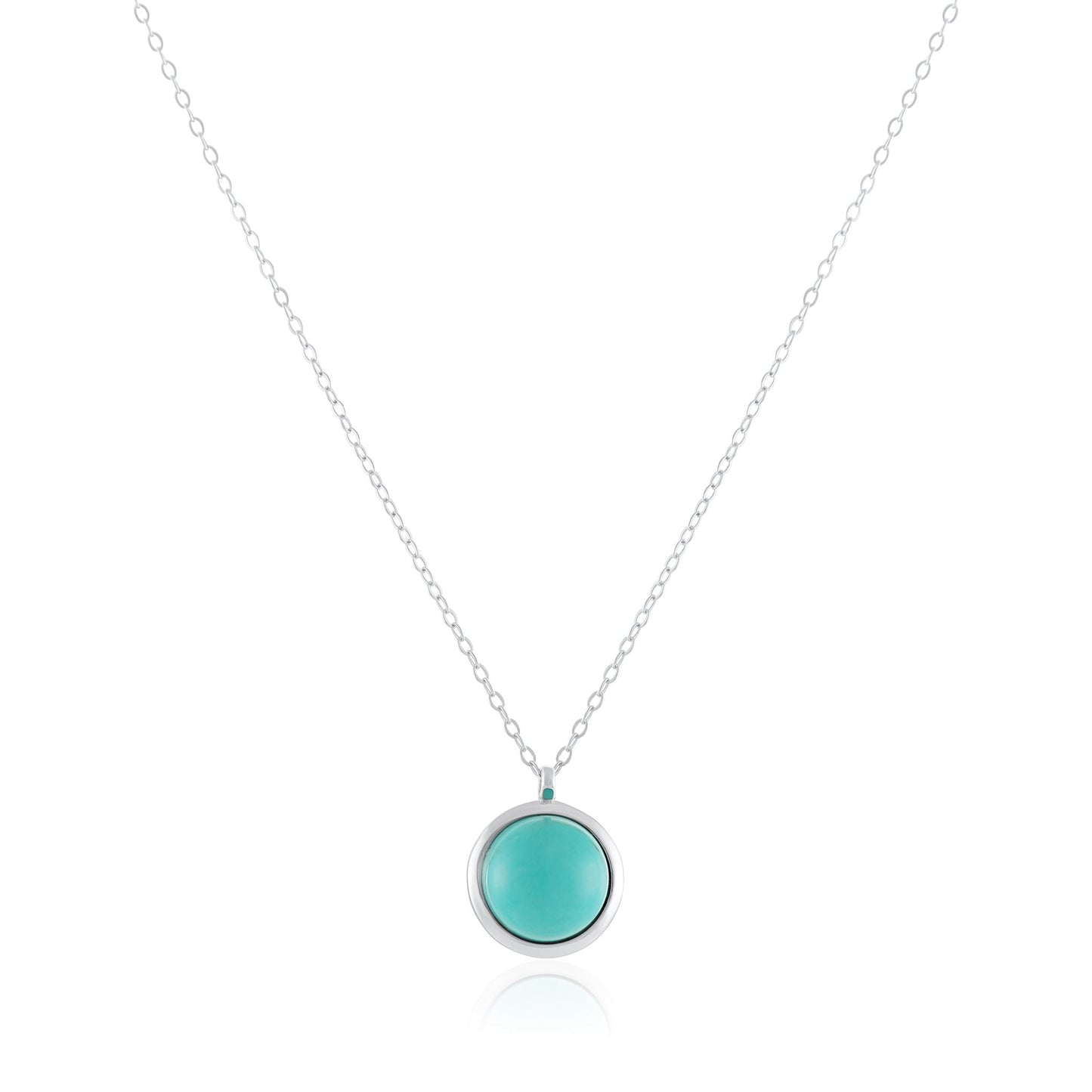 Silver rhodium plated necklace with rec turquoise stone SNK6001.TQ