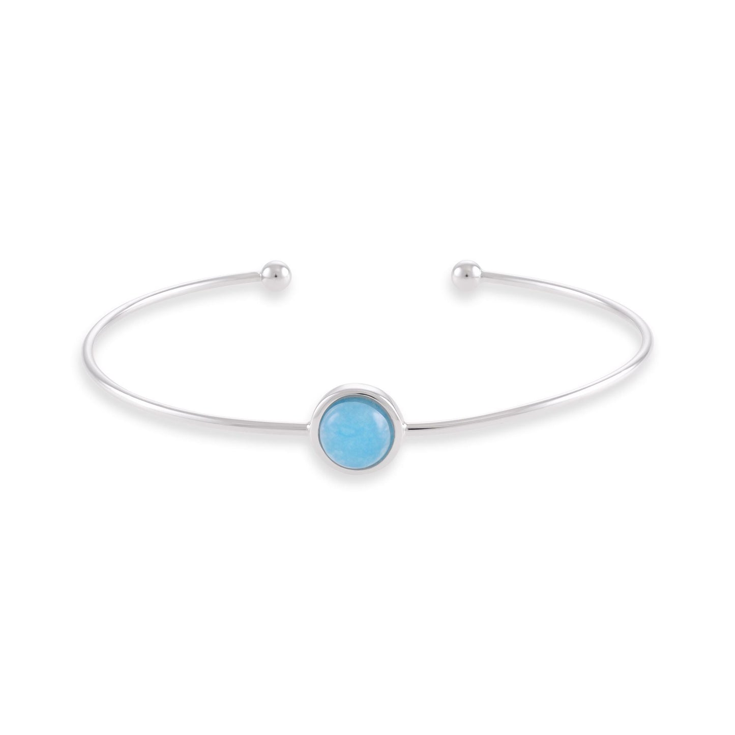 Silver rhodium plated bangle with blue quartz SBN6001.BQ