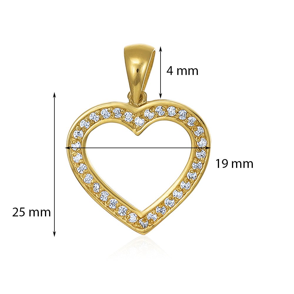 9ct Solid Yellow Cubic Zirconia Halo Heart Drop Pendants PD60-9-37-29