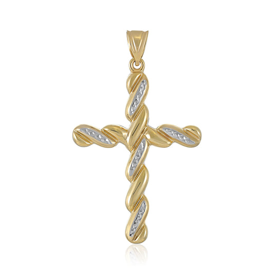 9ct Gold Two Tone Cross Pendant