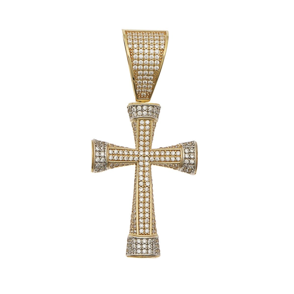 9ct Gold Hollow Cross Pendant with Cubic Zirconia 40.39mm HPP0148