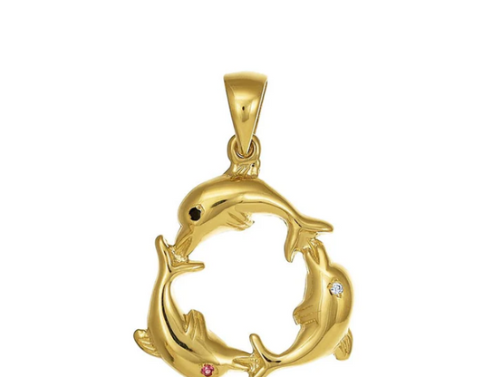 9ct Yellow Gold Dolphin Pendant